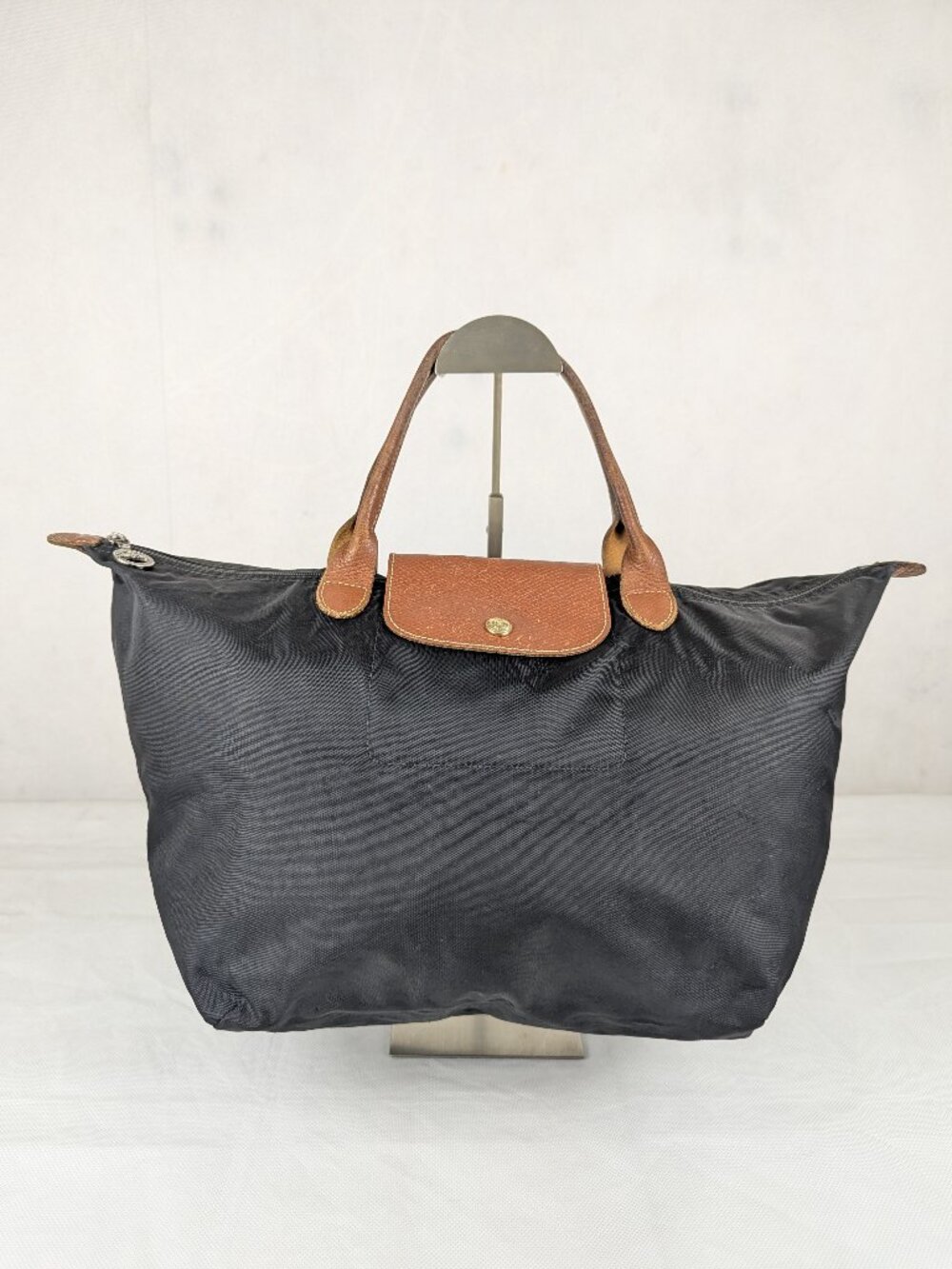 Longchamp Le Pliage Designer Tote Black Bag Nylon Leather - Preowned Clean